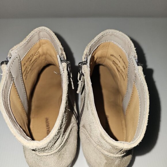 Johnston & Murphy Trista Ankle Bootie Womens 7 Taupe Suede Double Zip Low Heel - Picture 10 of 16